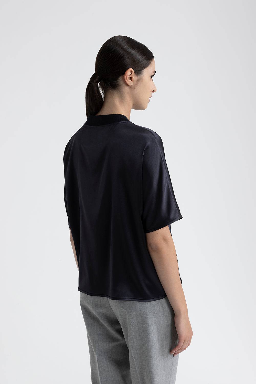 Peserico T-shirt girocollo in raso di seta Italia