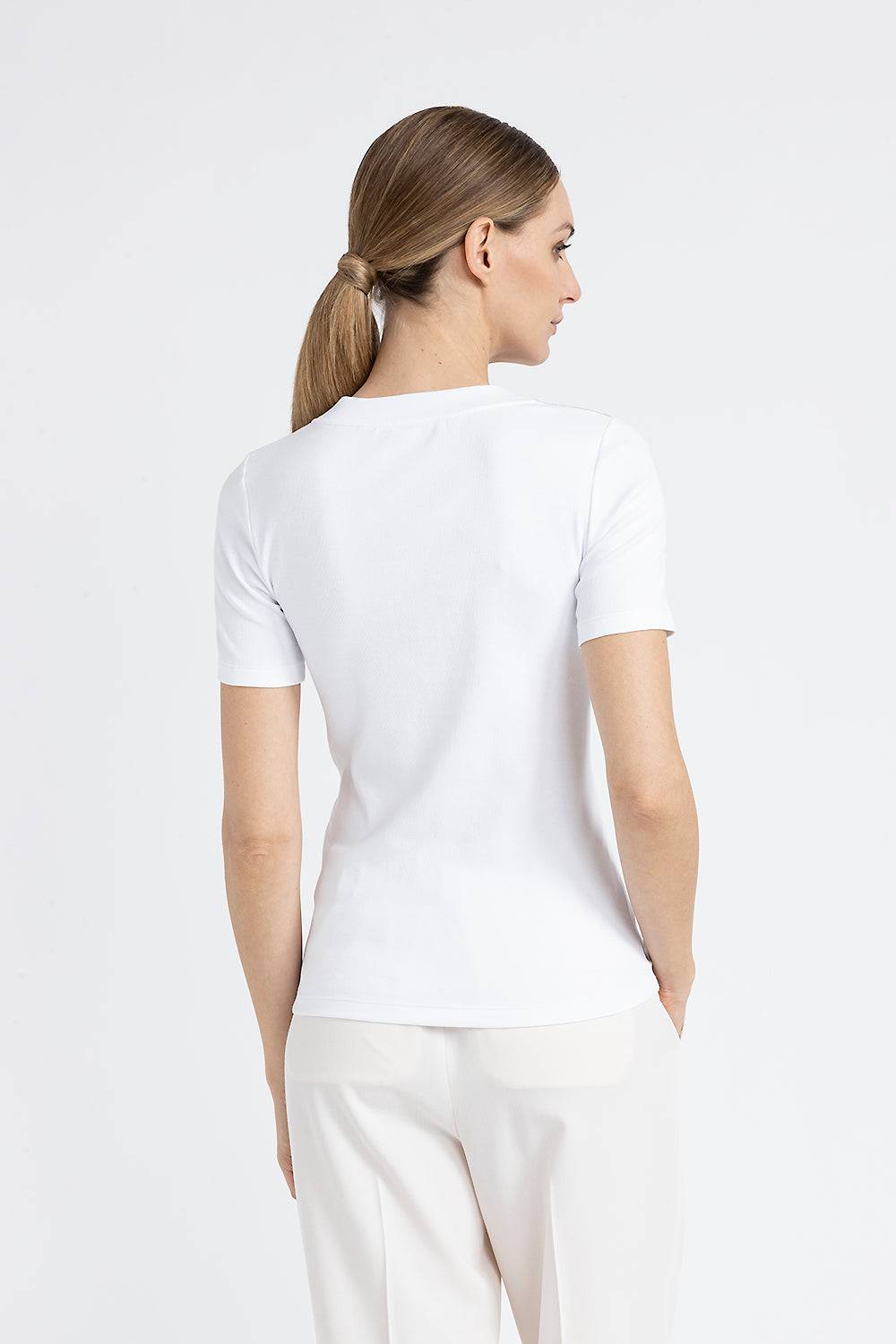 Peserico T-shirt in jersey con scollo a V in seta 2025