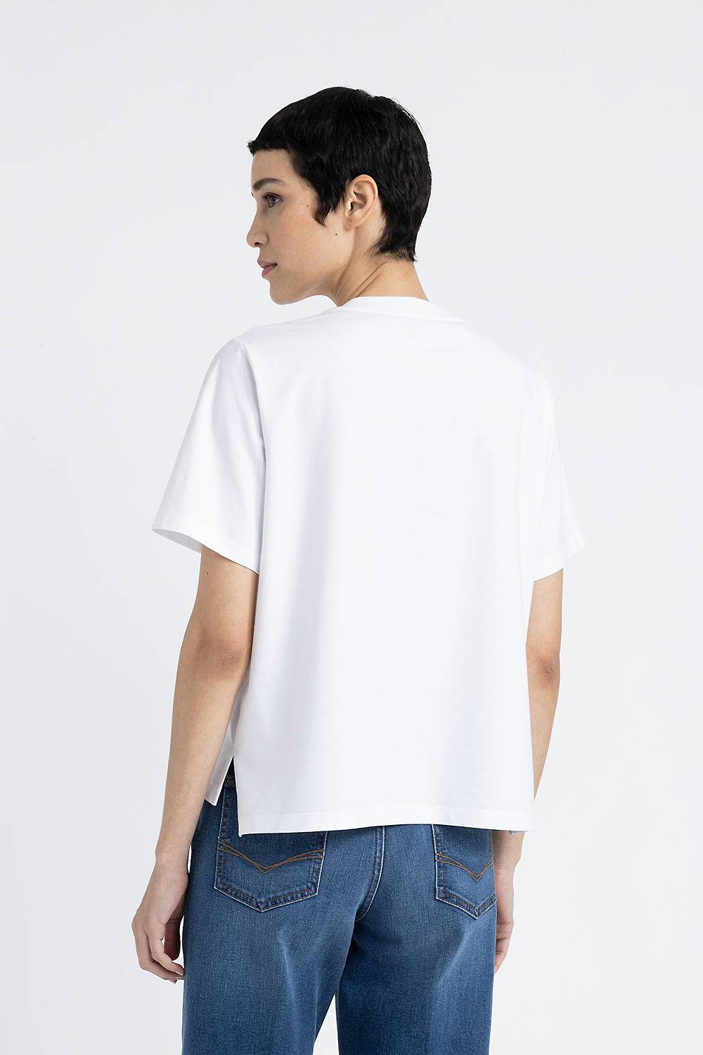 Peserico T-shirt in jersey di cotone con ricamo In Linea
