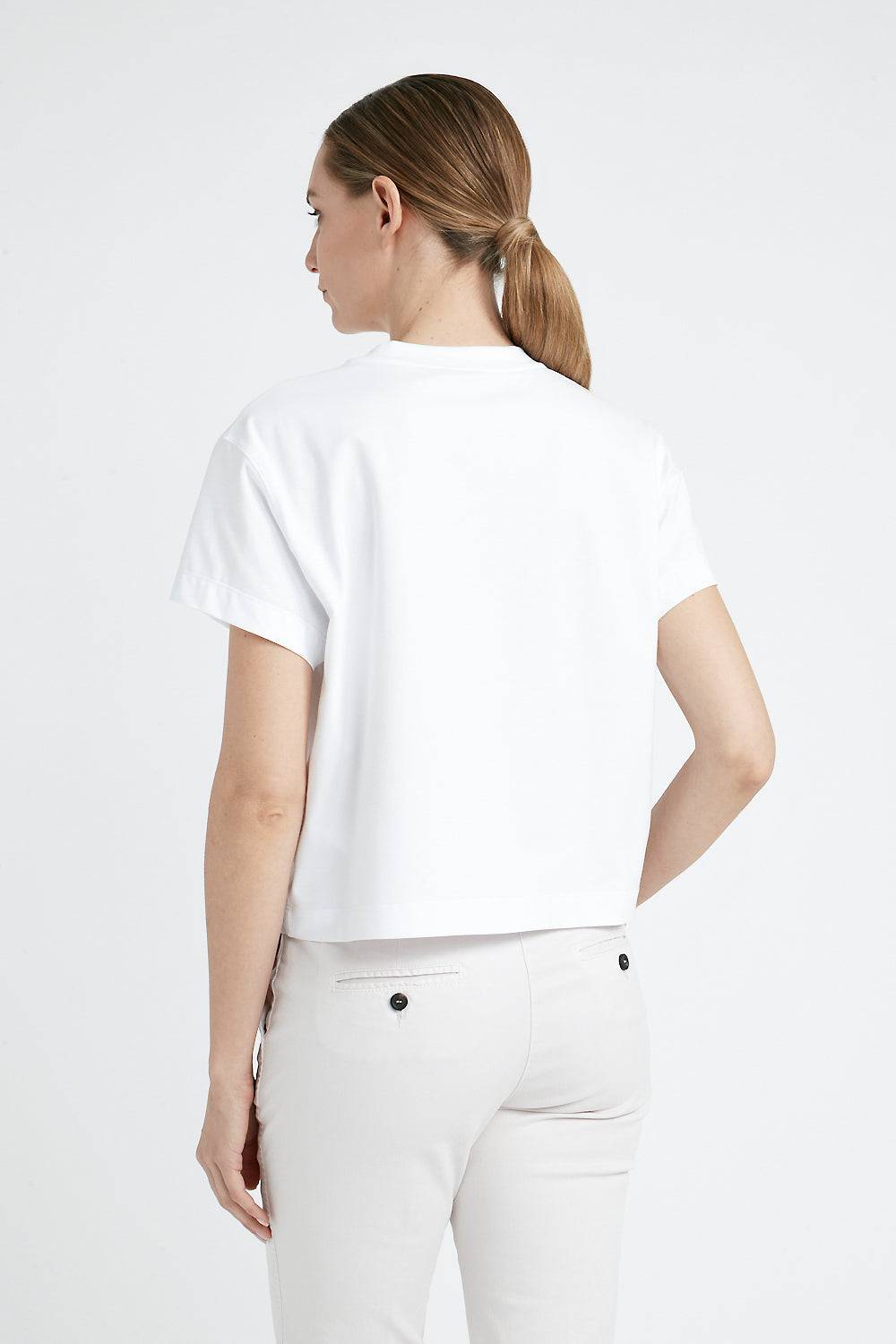 Peserico T-shirt in jersey di cotone con ricamo Nuovo