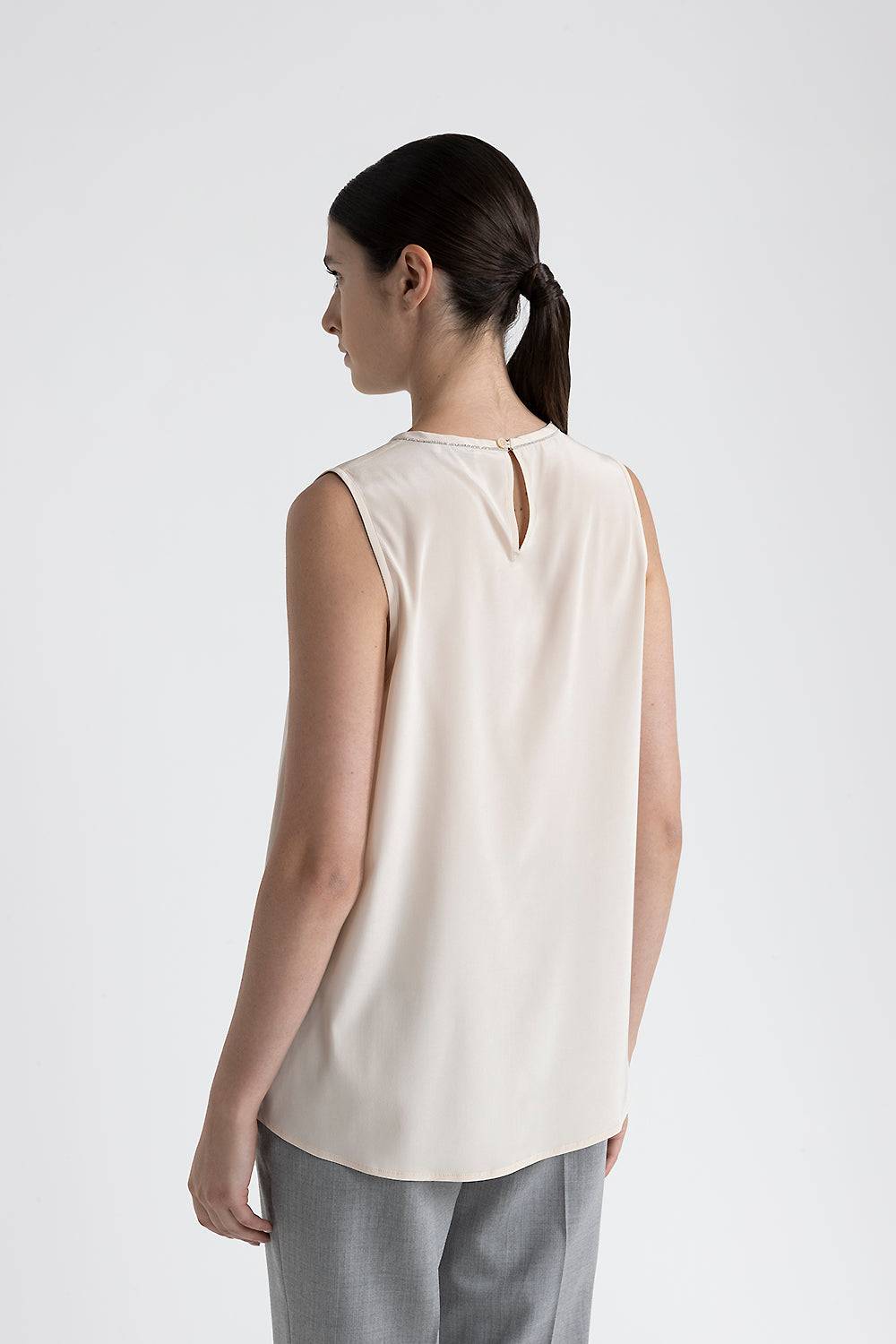 Peserico Top girocollo in crepe de chine di seta Spedizione Gratuita