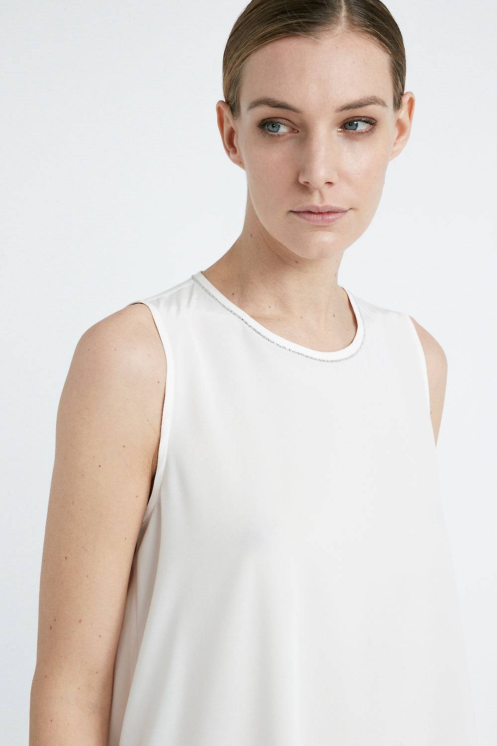 Peserico Top girocollo in crepe de chine di seta Pezzi Unici