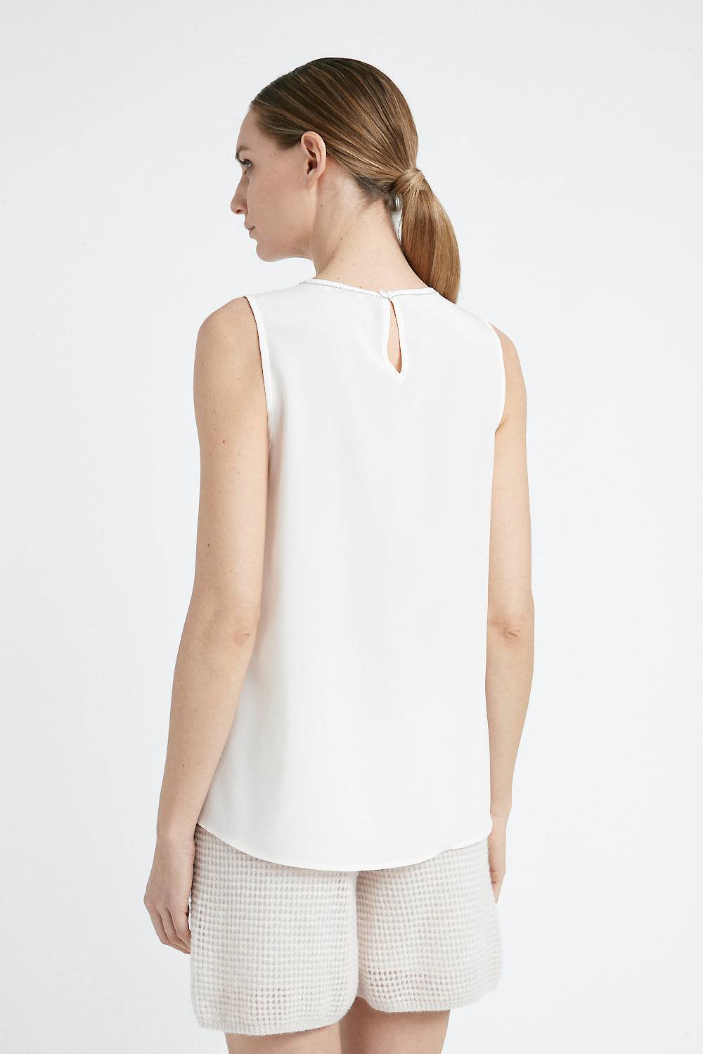 Peserico Top girocollo in crepe de chine di seta Pezzi Unici