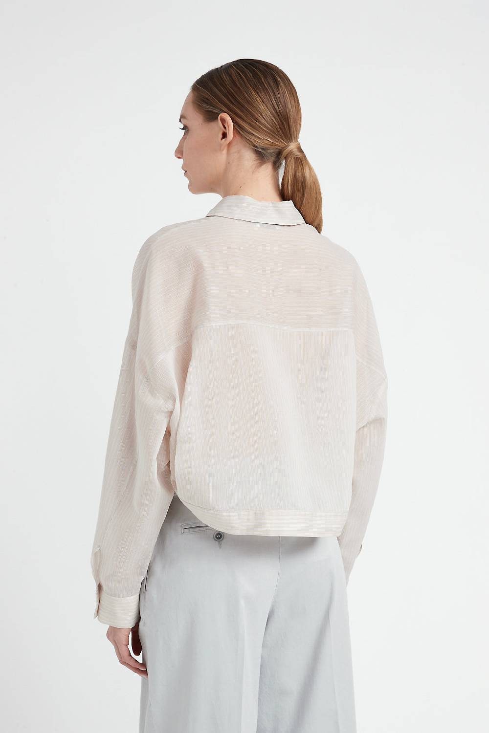 Peserico Camicia in organza rigata di cotone e seta Qualità Garantita