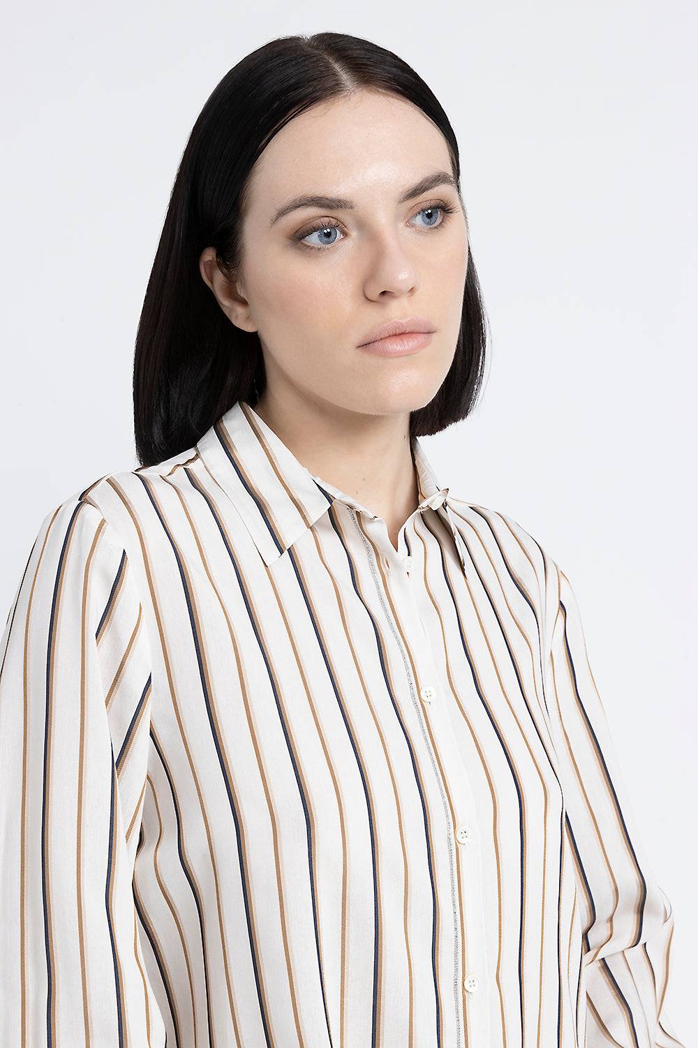 Peserico Camicia a righe in viscosa e seta Negozi Online
