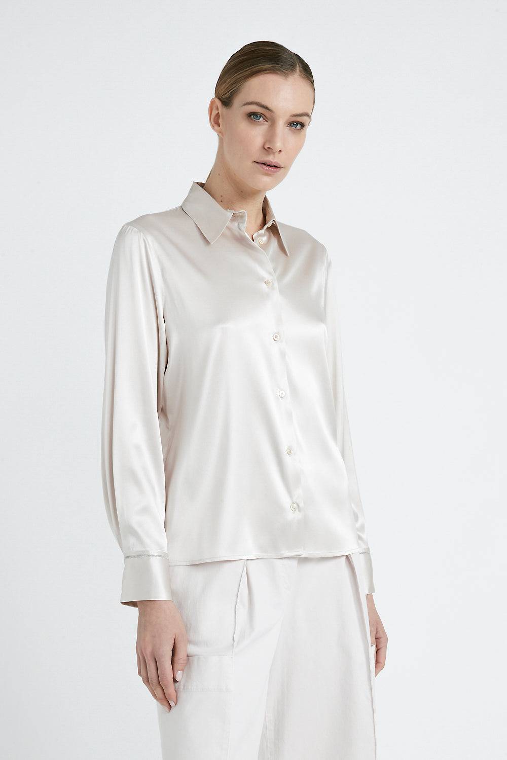 Peserico Camicia in raso di seta stretch Consegna Veloce