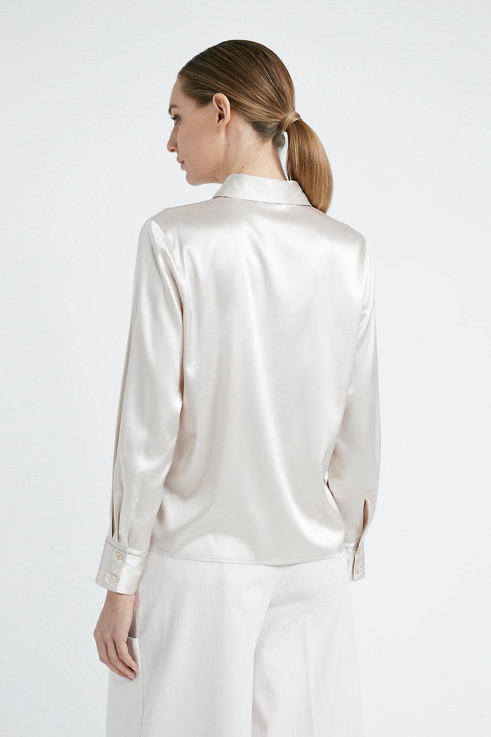 Peserico Camicia in raso di seta stretch Consegna Veloce