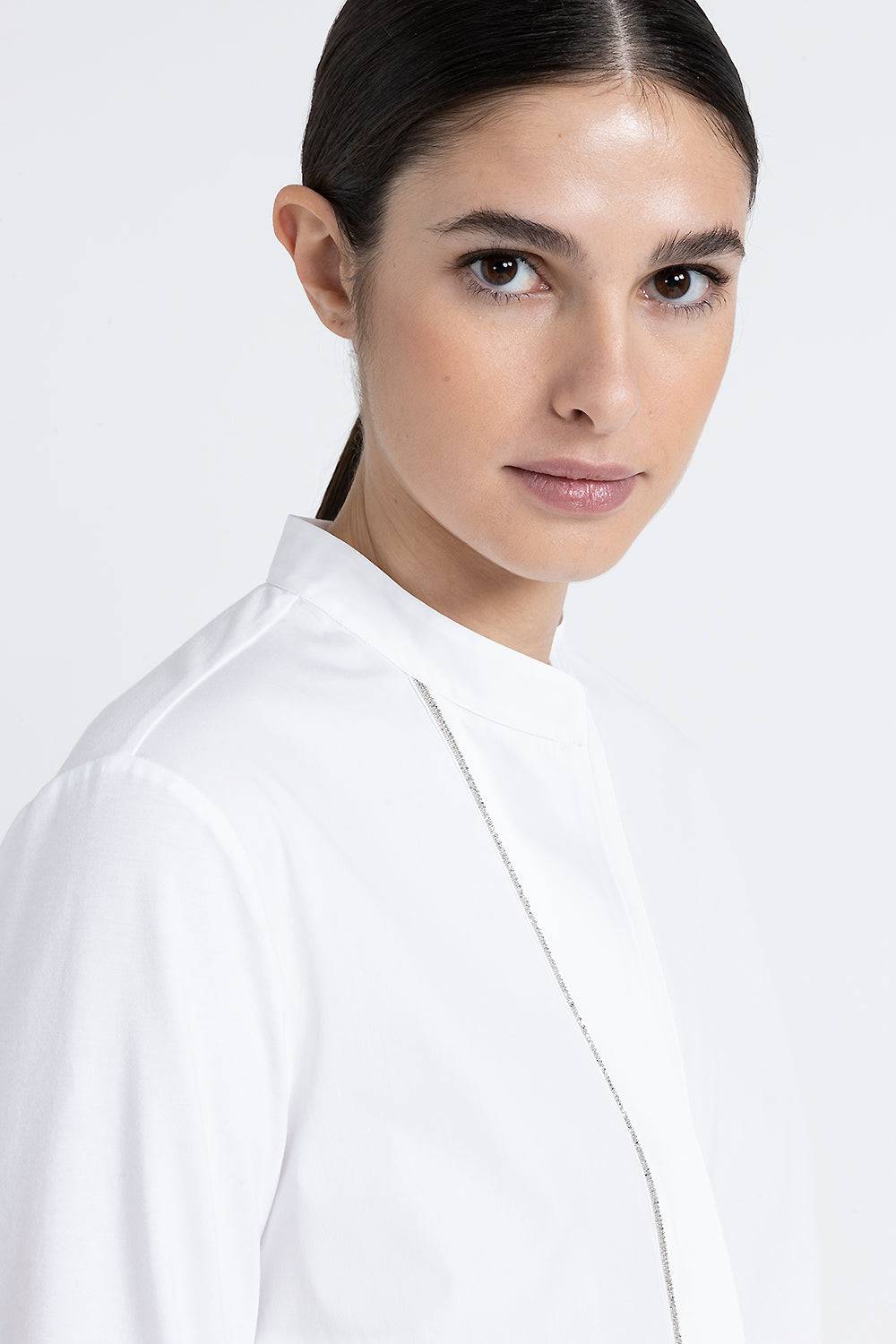 Peserico Camicia coreana in popeline e jersey di cotone Fino Al -60%