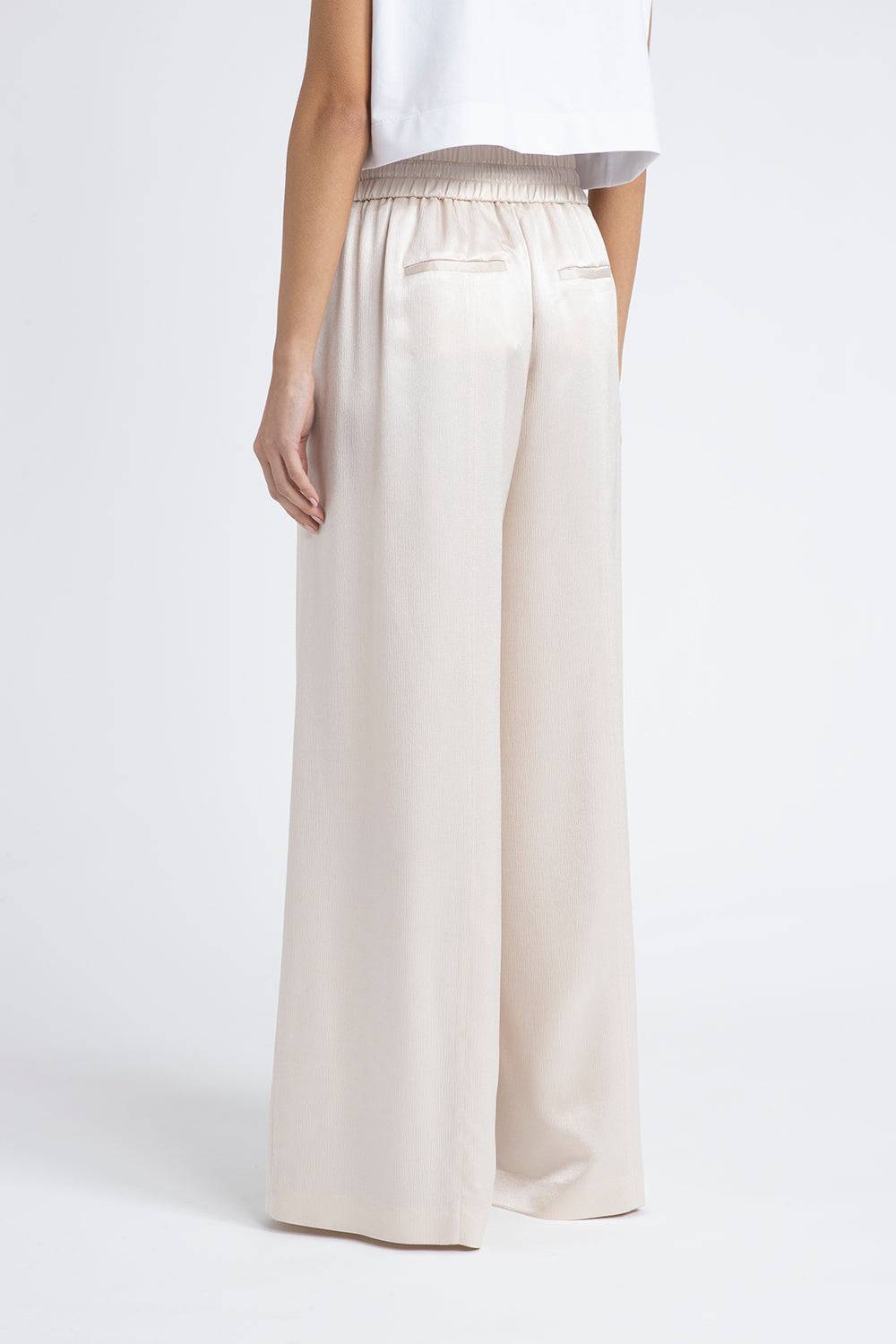Peserico Pantalone wide semilucido in lana e viscosa Sottocosto