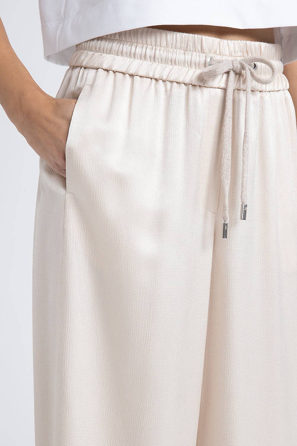 Peserico Pantalone wide semilucido in lana e viscosa Sottocosto