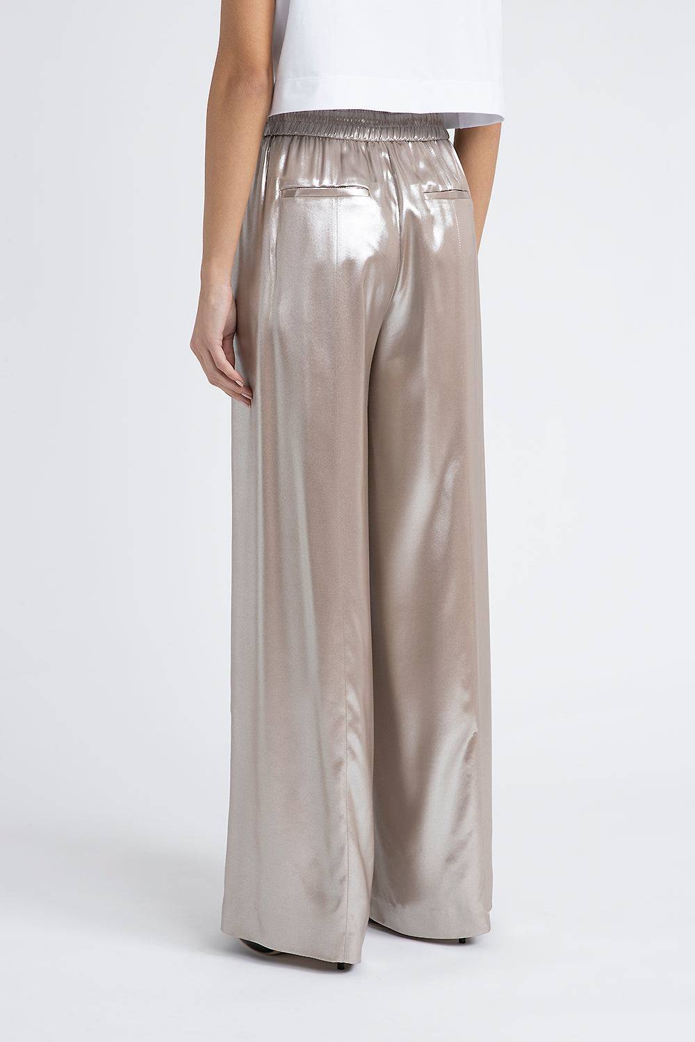Peserico Pantalone in fluido twill laminato argento Convenienza