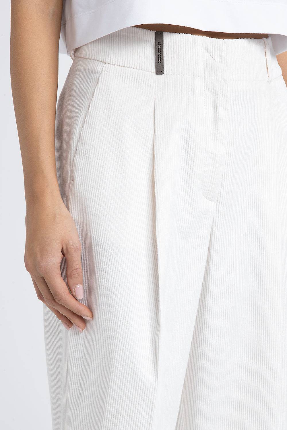 Peserico Pantalone carrot in velluto fluido 1000 righe Sconto