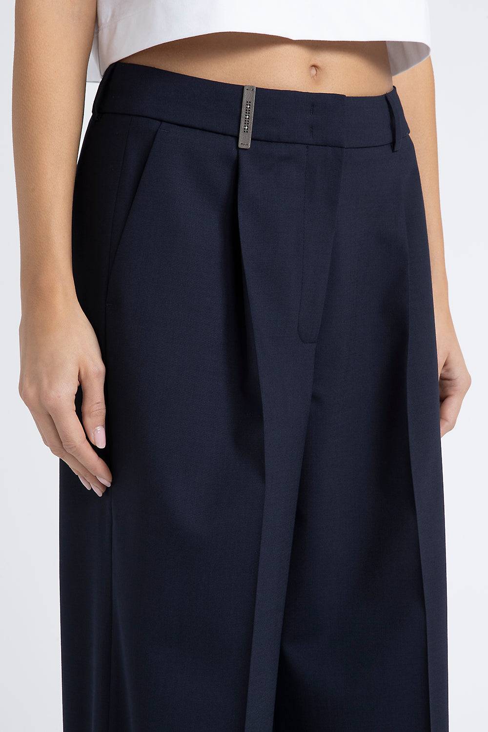 Peserico Pantalone palazzo in lana tecnica In Vendita
