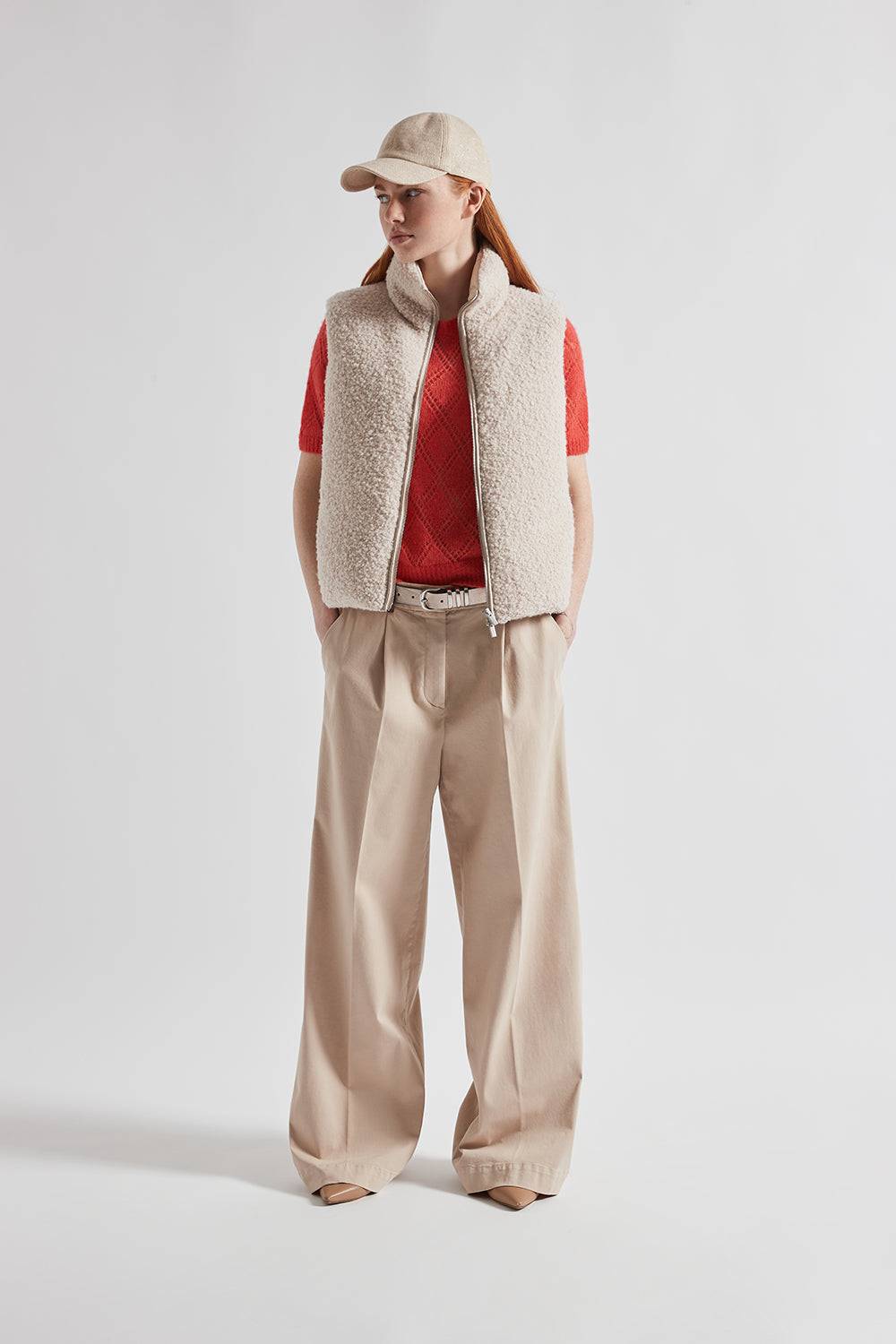 Peserico Pantalone gamba larga in gabardina di cotone Saldi