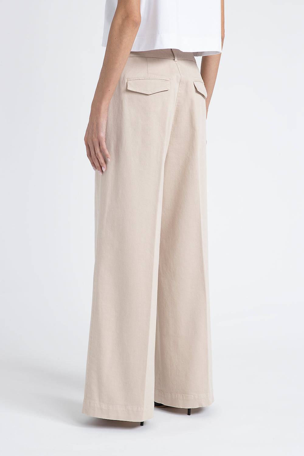 Peserico Pantalone gamba larga in gabardina di cotone Saldi