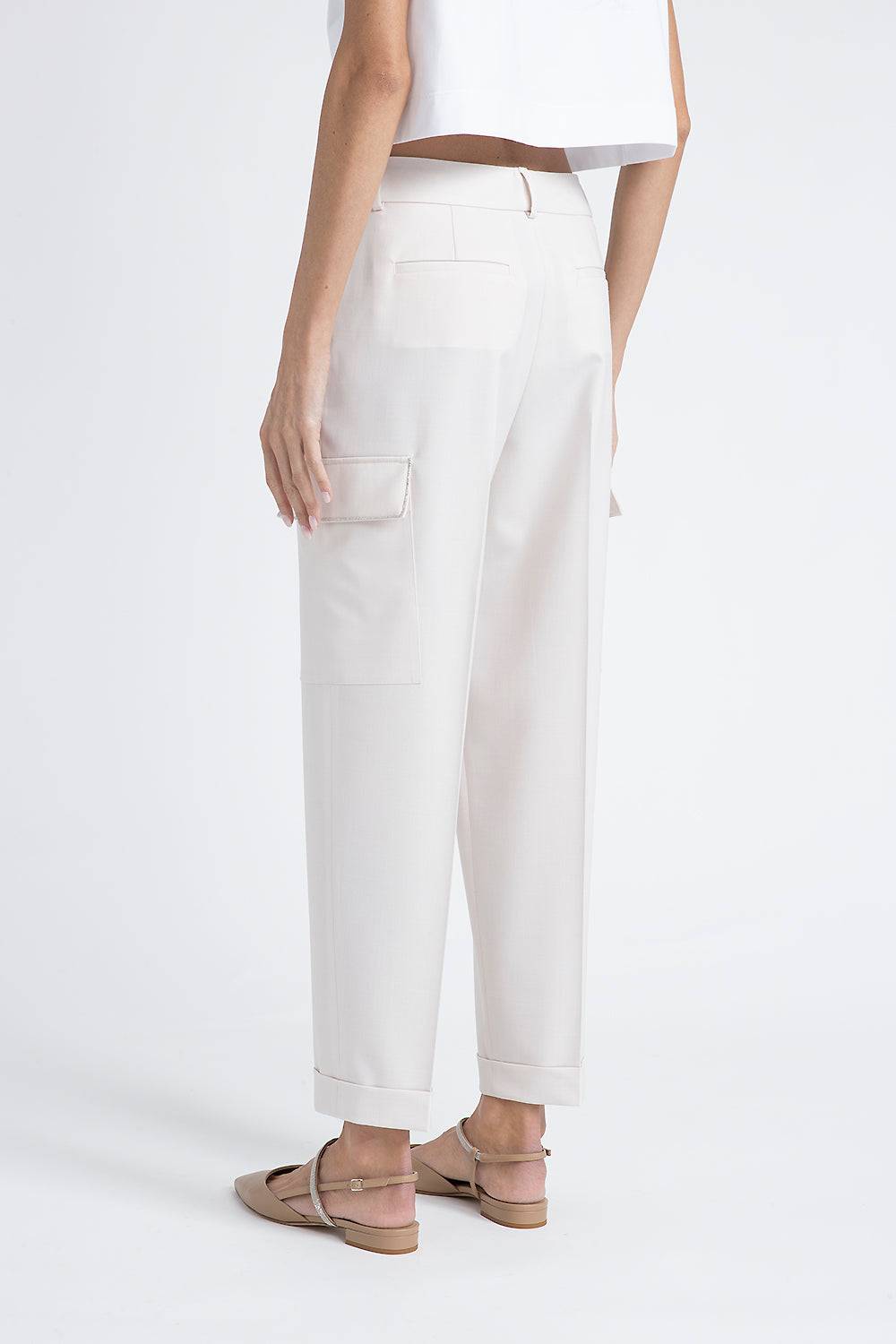 Peserico Pantalone carrot in twill di lana tecnica Offerte