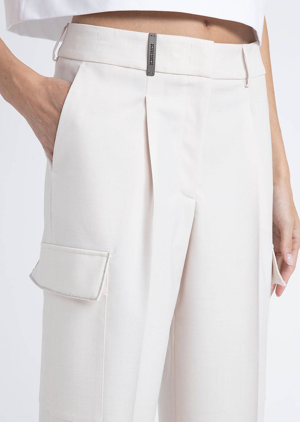 Peserico Pantalone carrot in twill di lana tecnica Offerte