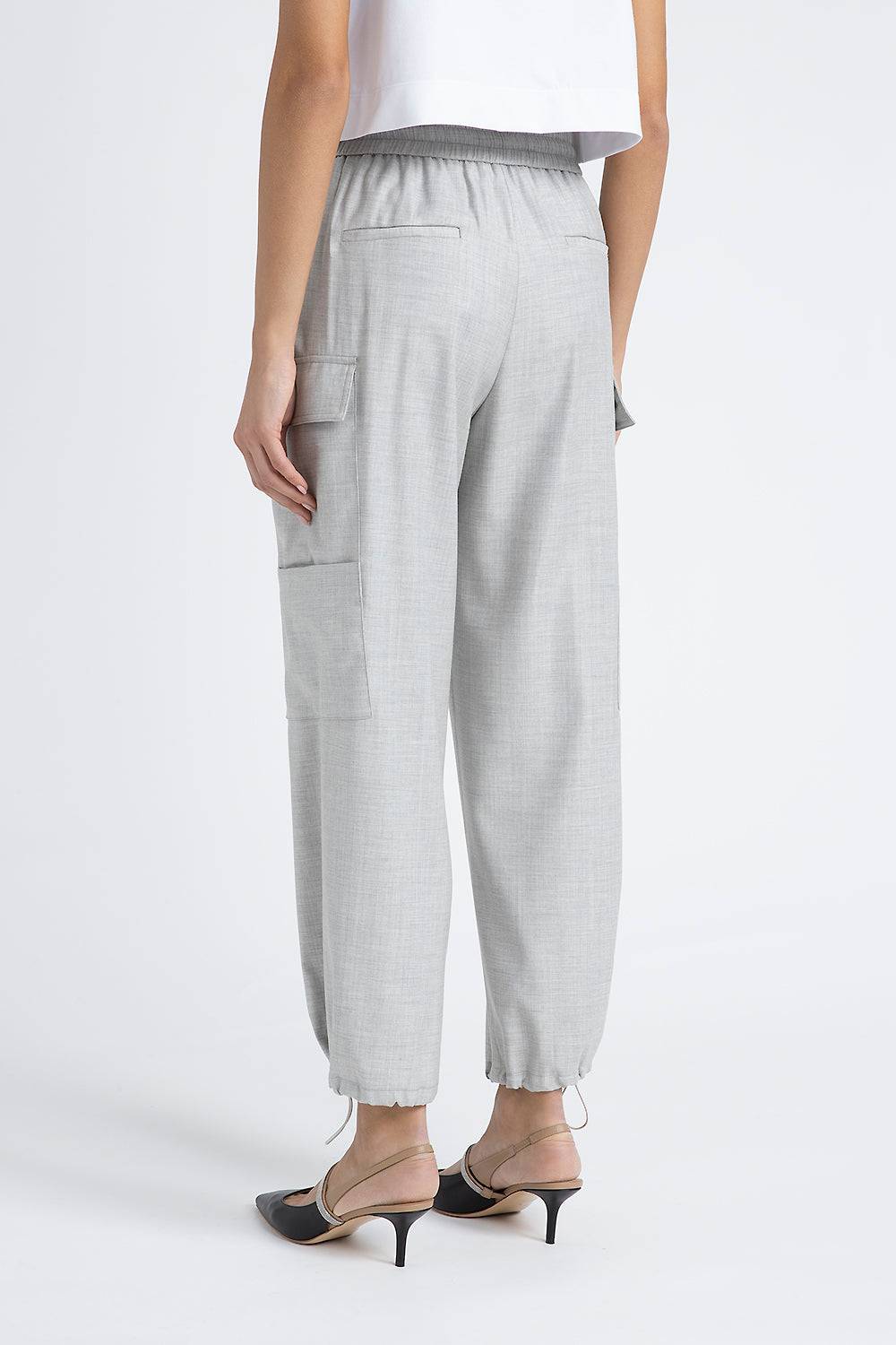 Peserico Pantalone baggy con tasche cargo in lana viscosa Vendita Calda