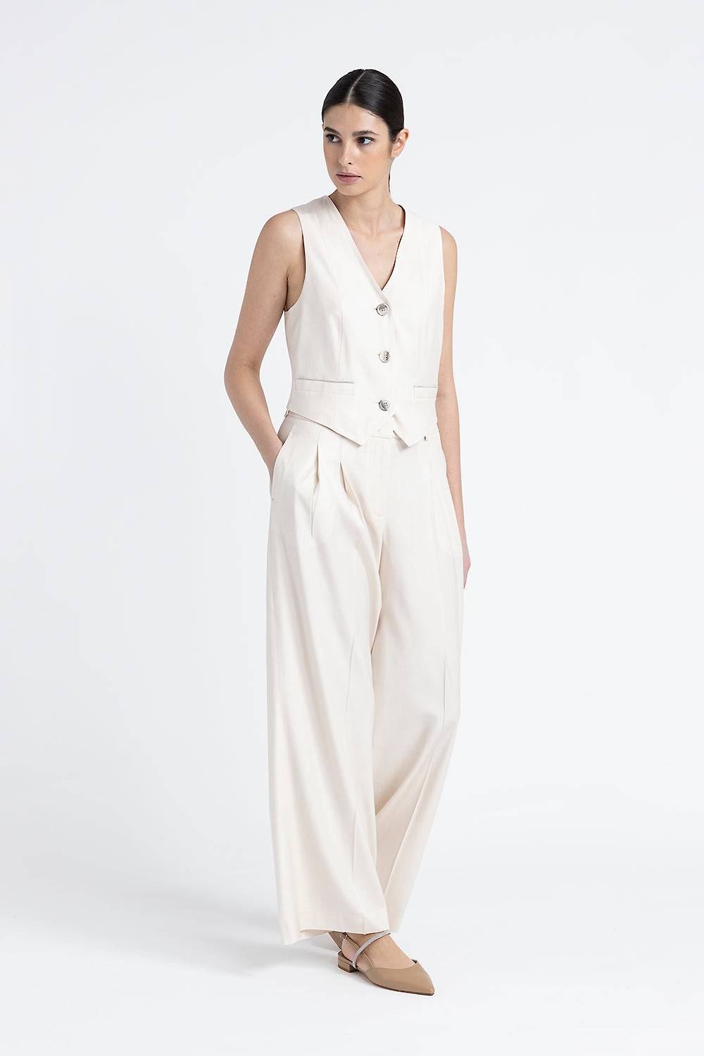 Peserico Pantalone wide in twill Vendite Flash