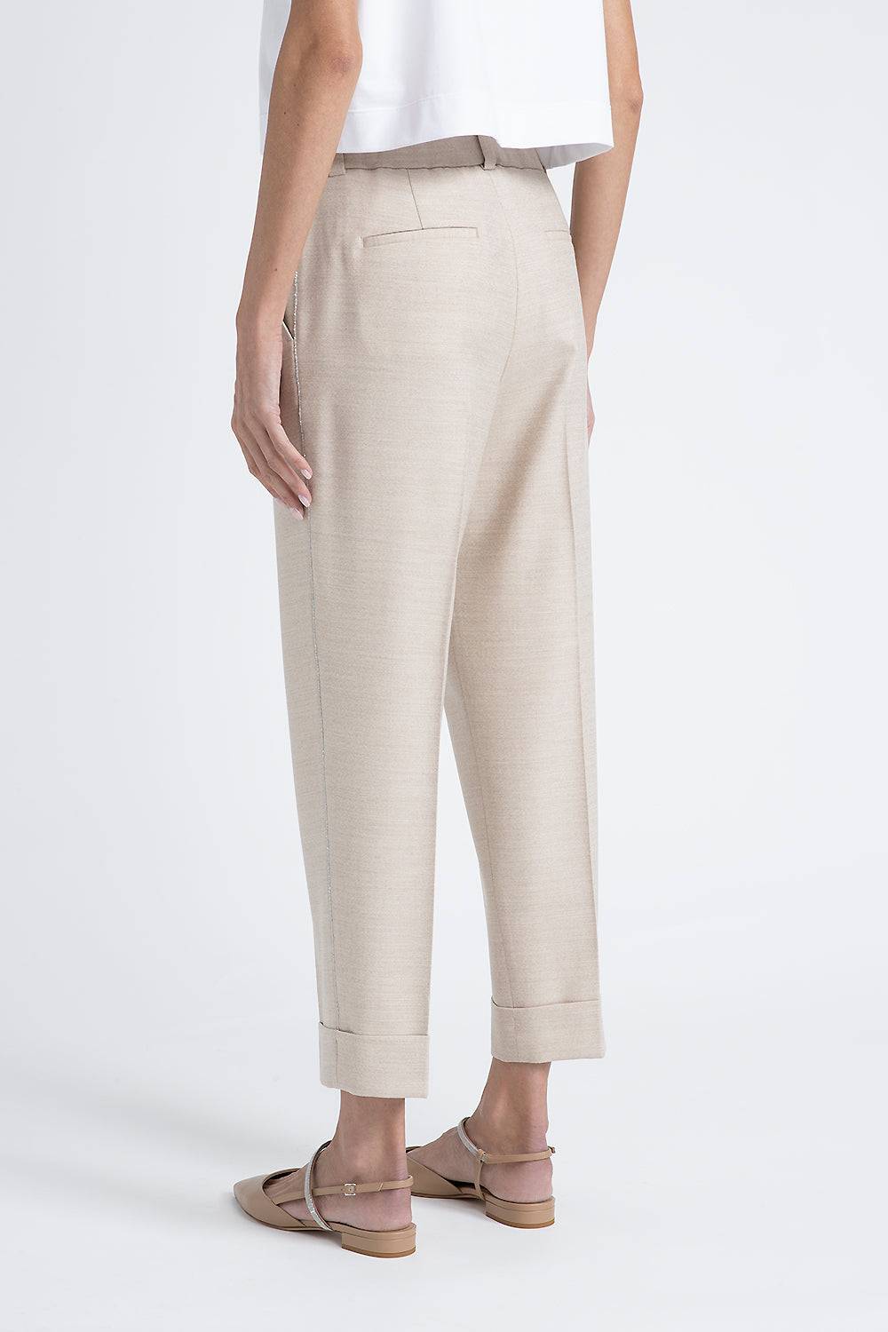 Peserico Pantalone in tela di lana jaspé comfort Loro Piana In Saldo