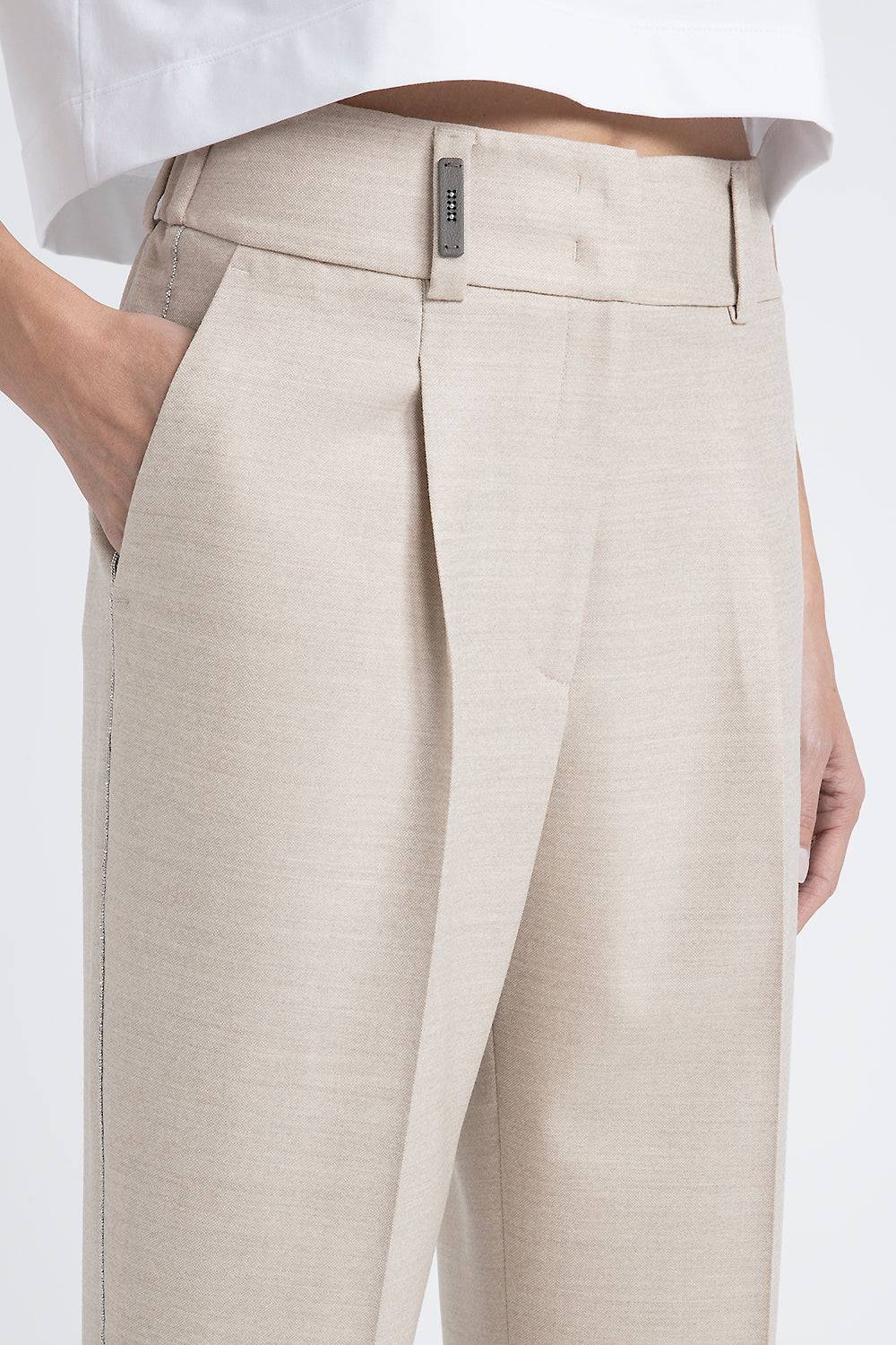 Peserico Pantalone in tela di lana jaspé comfort Loro Piana In Saldo