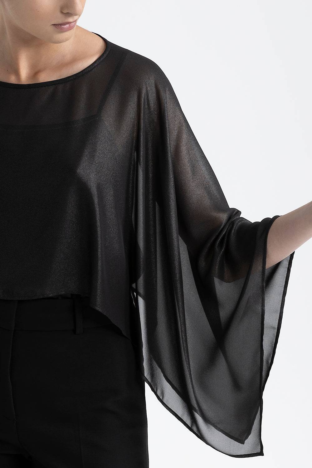 Peserico Poncho georgette laminata effetto bagnato In Linea