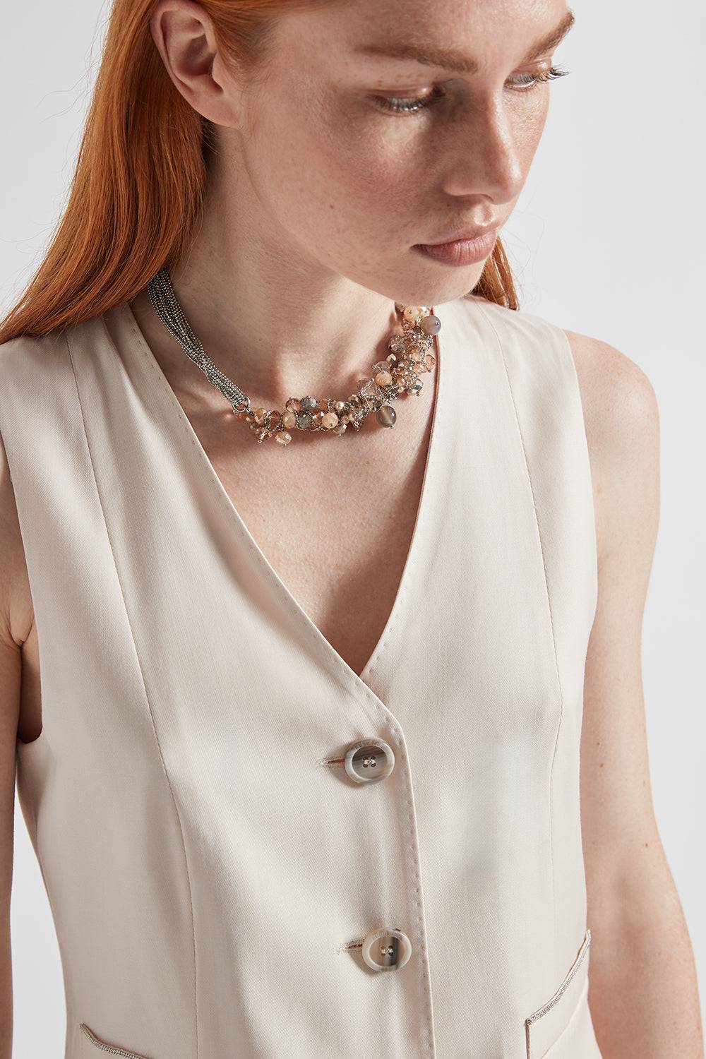 Peserico Collana girocollo con demi-cristalli e pietre dure Fino Al -60%