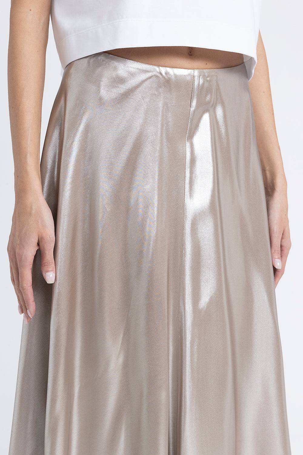 Peserico Gonna midi asimmetrica in twill laminato argento Convenienza