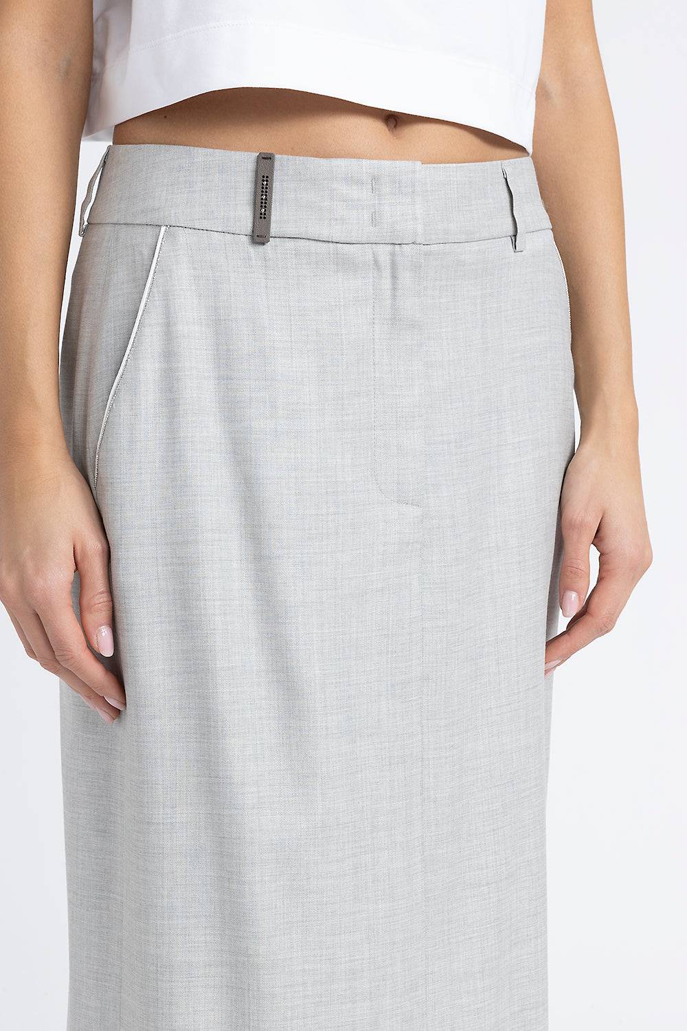 Peserico Gonna lunga diritta in twill di lana e viscosa Offerta