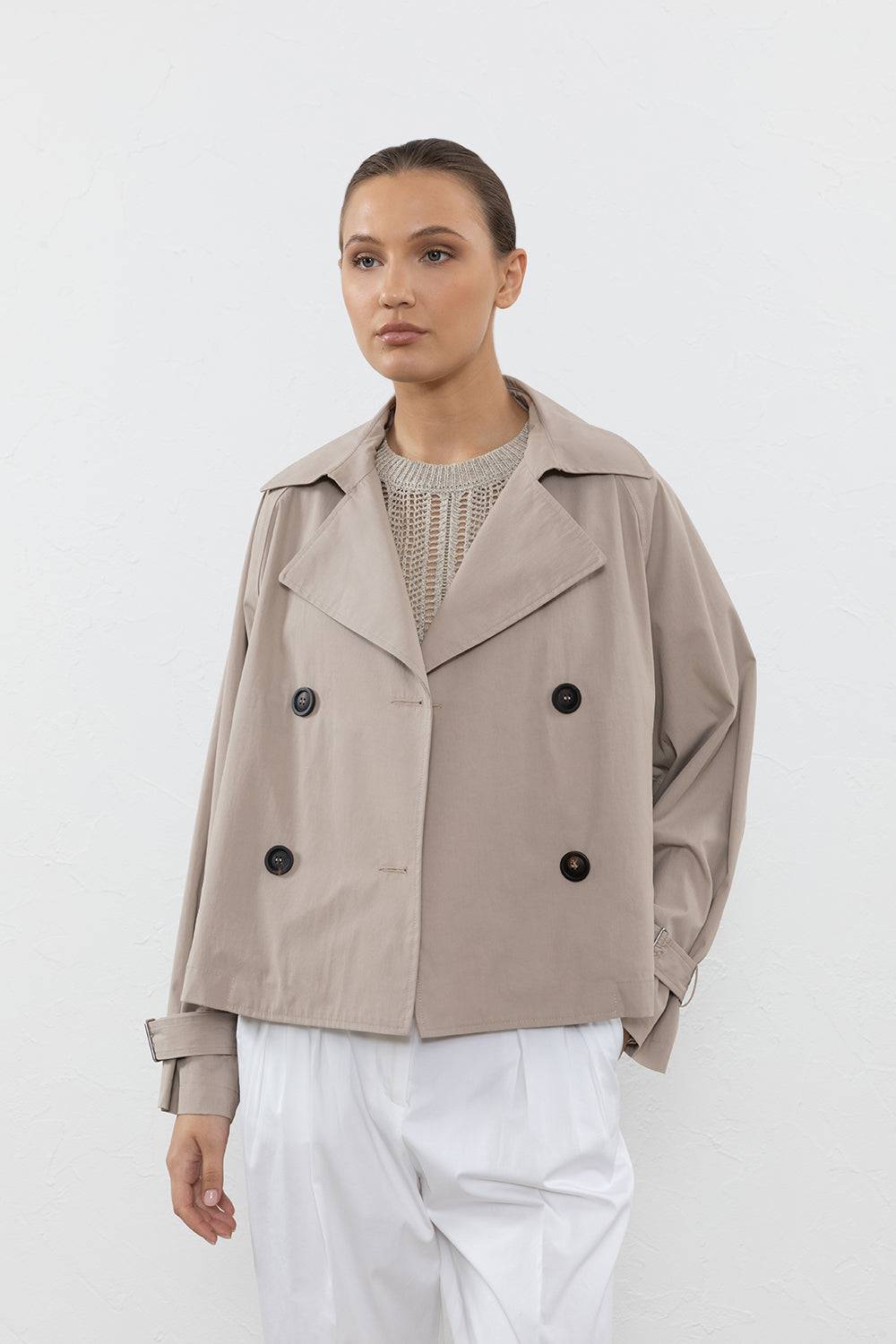 Peserico Trench corto in gabardina di cotone tecnica Vendita Calda