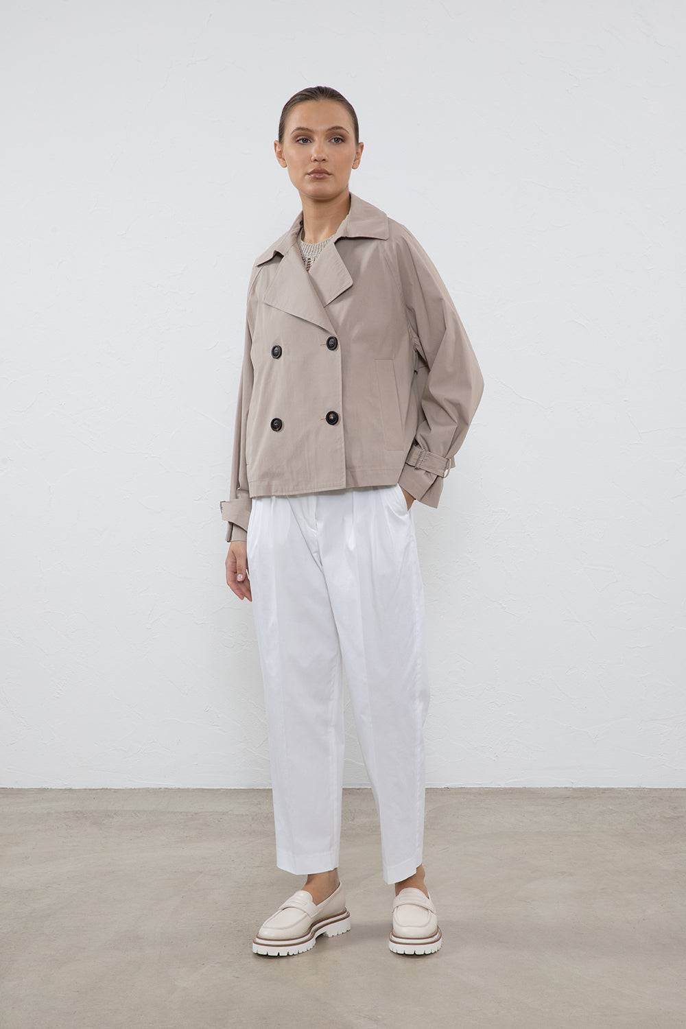 Peserico Trench corto in gabardina di cotone tecnica Vendita Calda