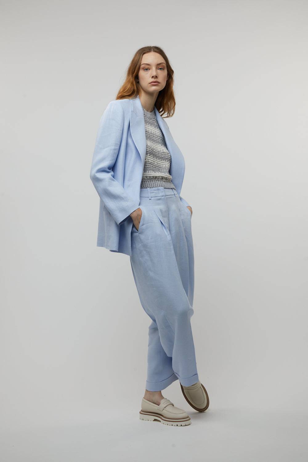 Peserico Blazer doppiopetto in gabardina di puro lino Vendite Flash