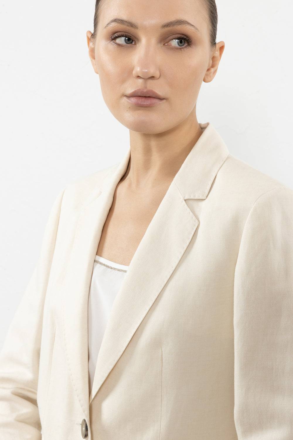 Peserico Blazer monopetto in lino e viscosa In Saldo