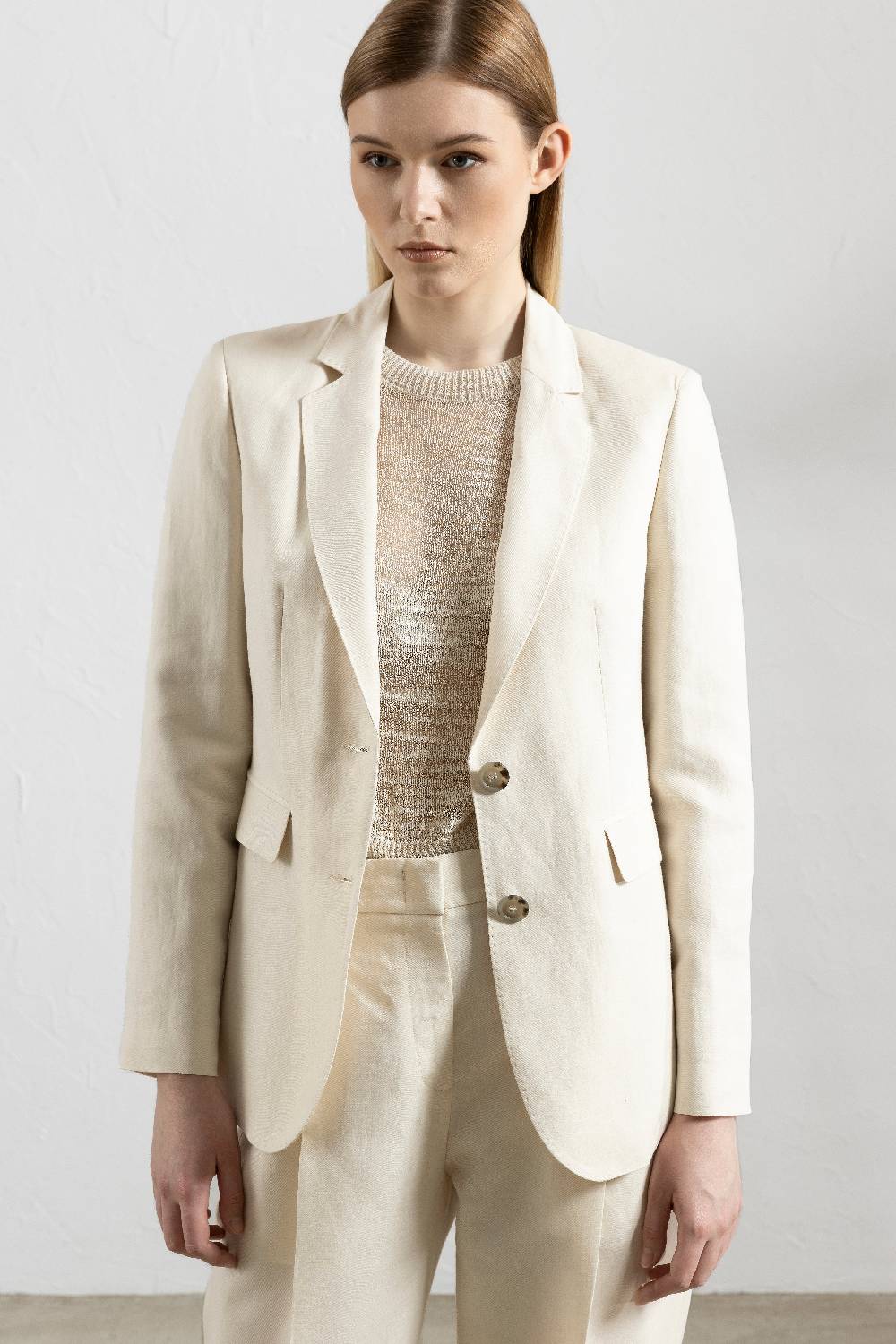Peserico Blazer monopetto in lino e viscosa In Saldo
