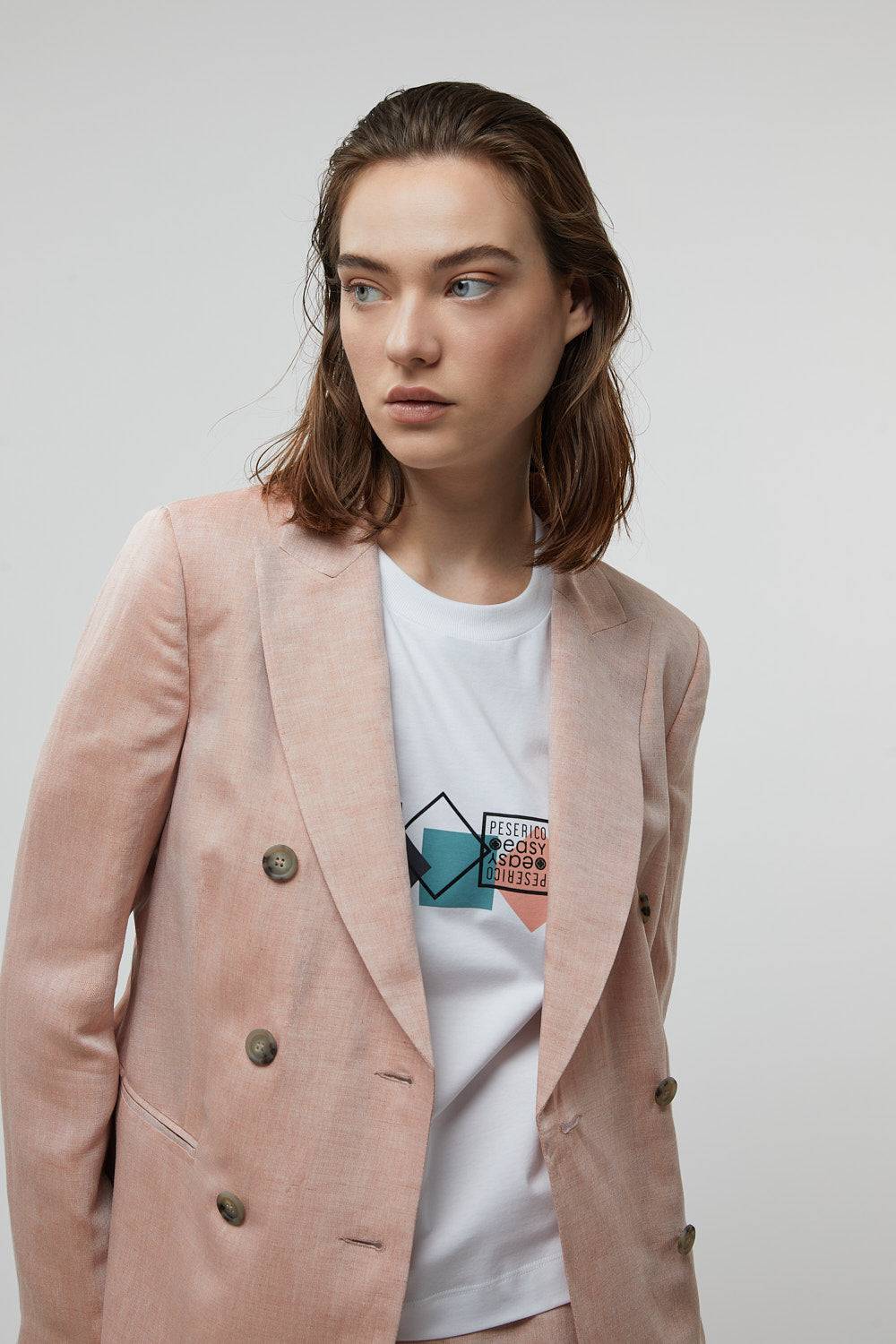 Peserico Blazer doppiopetto in viscosa e lino Moda