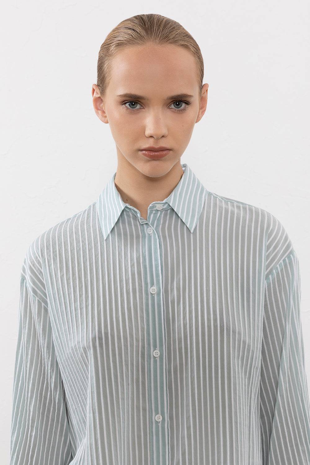 Peserico Camicia in leggera tela rigata di cotone Italy