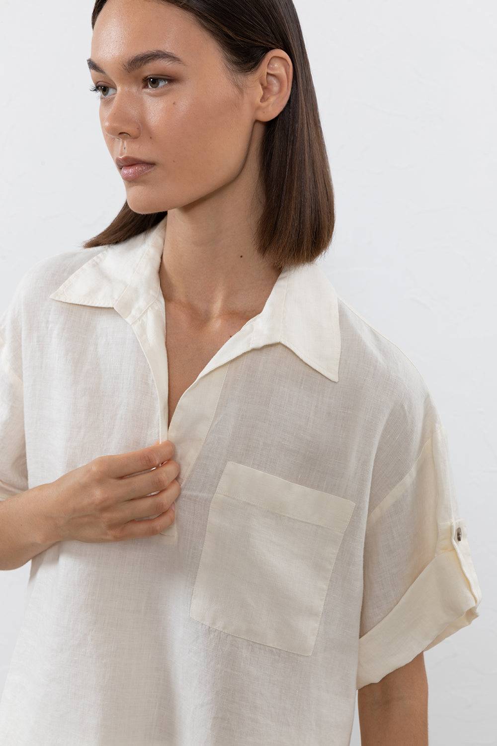 Peserico Blusa in tela di puro lino Italia