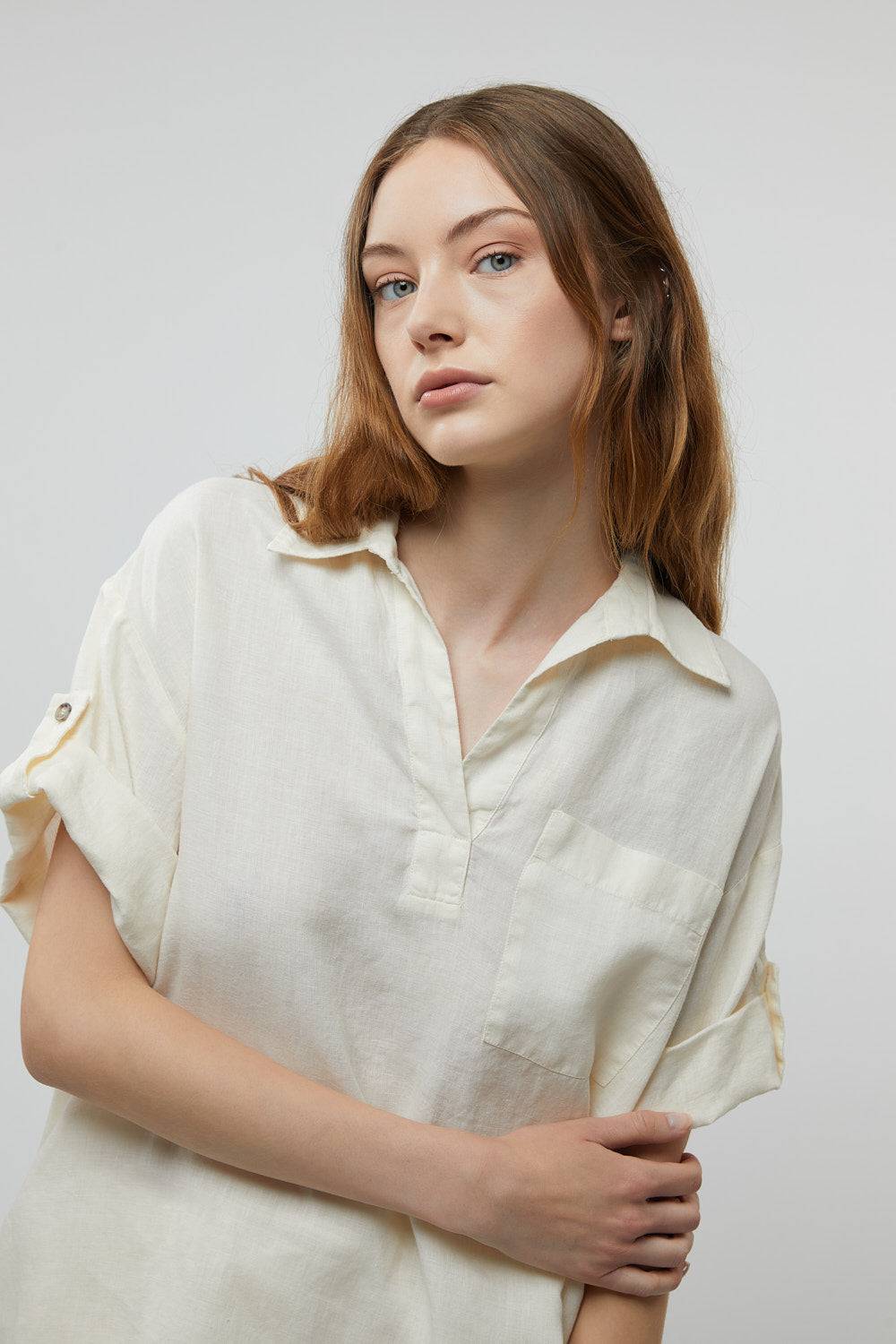 Peserico Blusa in tela di puro lino Italia