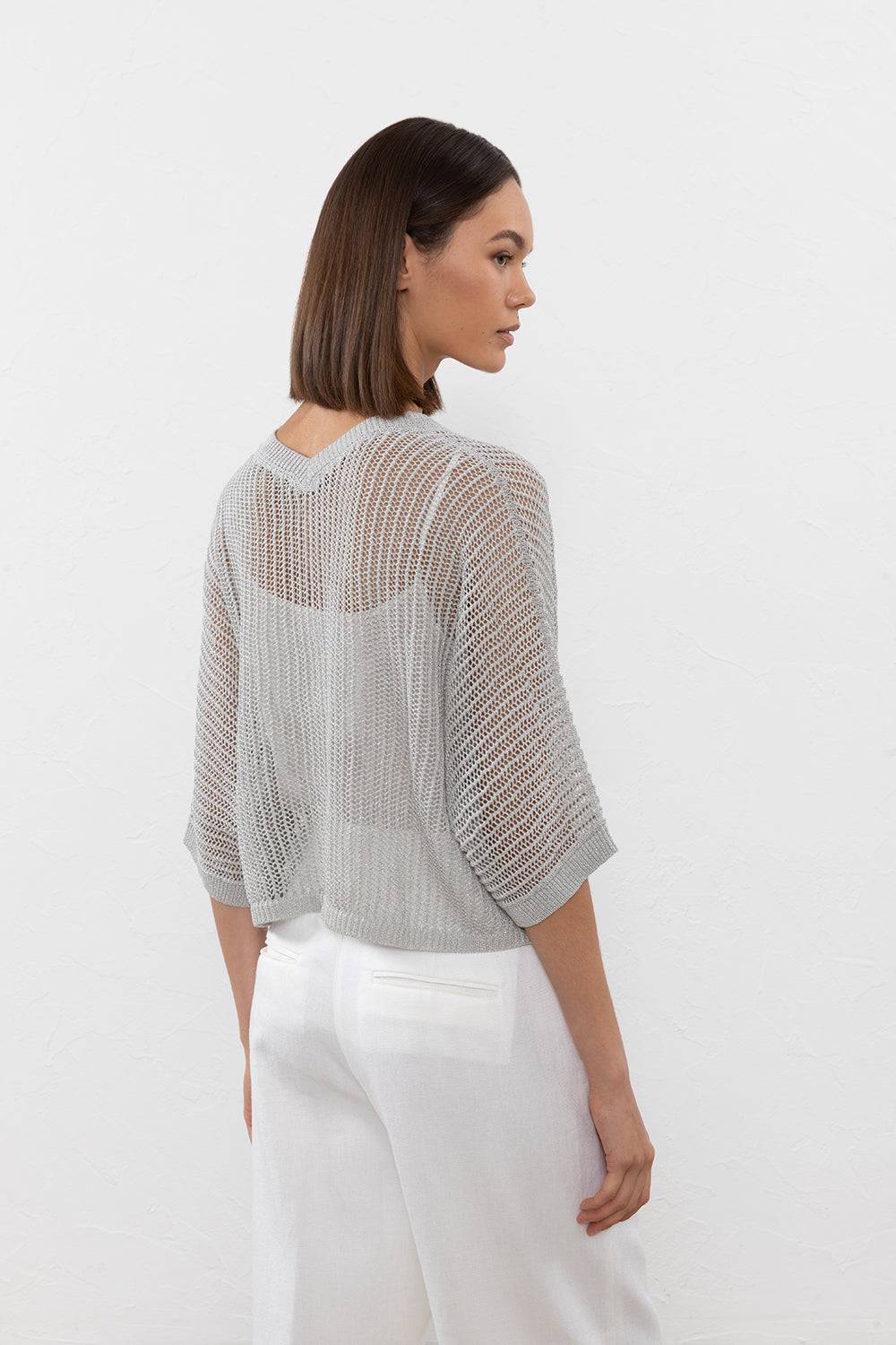 Peserico Maglia in filato di lino cotone crepe e lurex Promozione