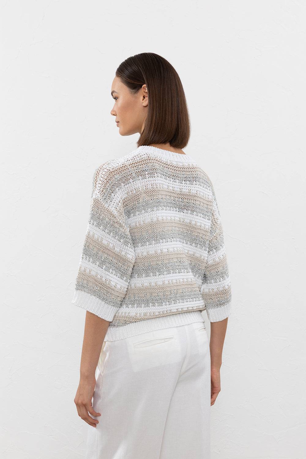 Peserico Maglia in filato di viscosa, lino, tencel e paillettes Soddisfazione Garantita