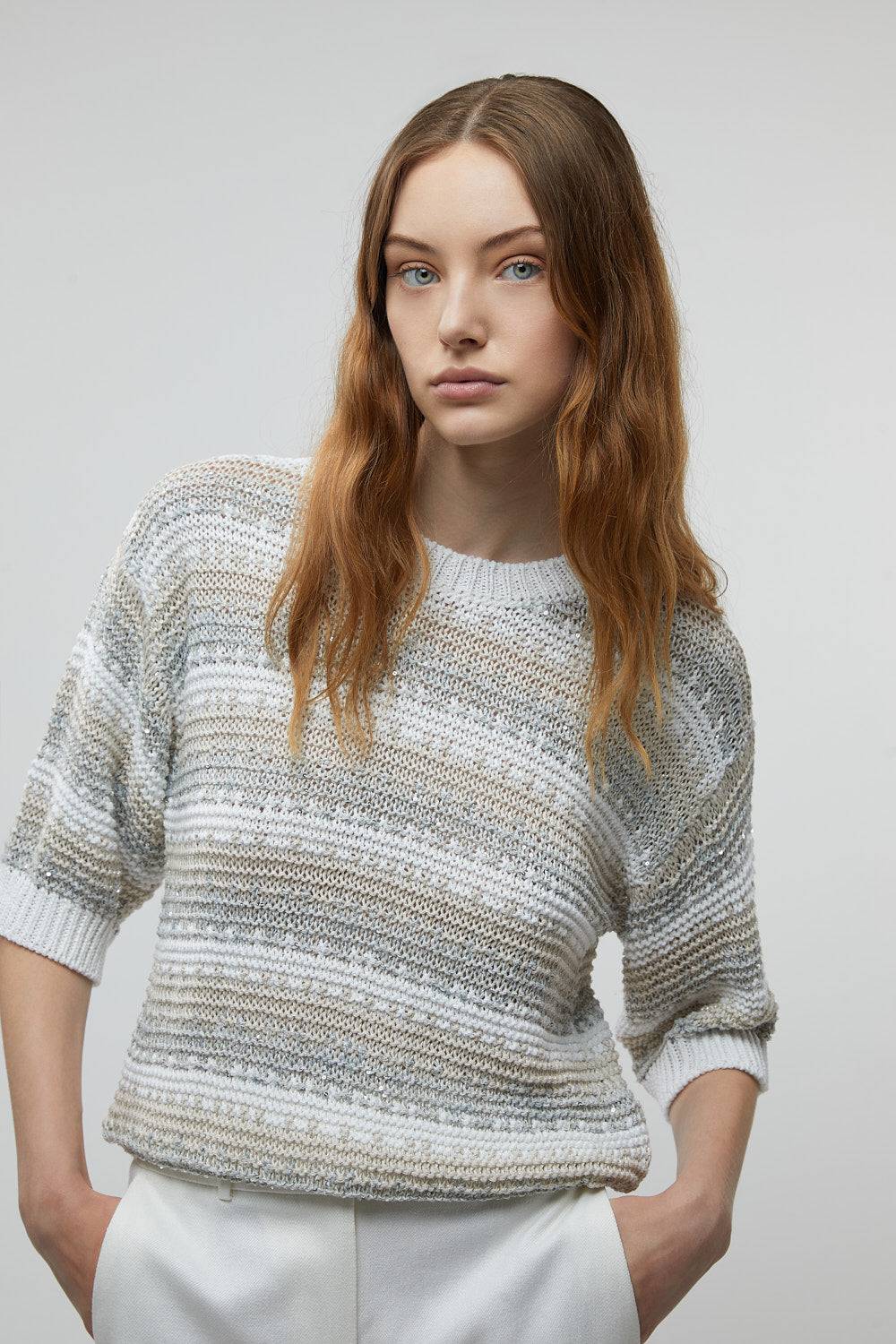 Peserico Maglia in filato di viscosa, lino, tencel e paillettes Soddisfazione Garantita