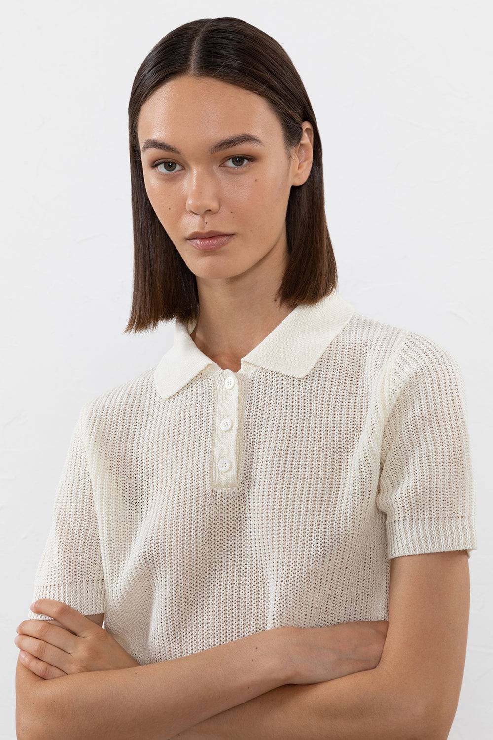 Peserico Maglia in filato di lino cotone crepe melange Qualità Garantita