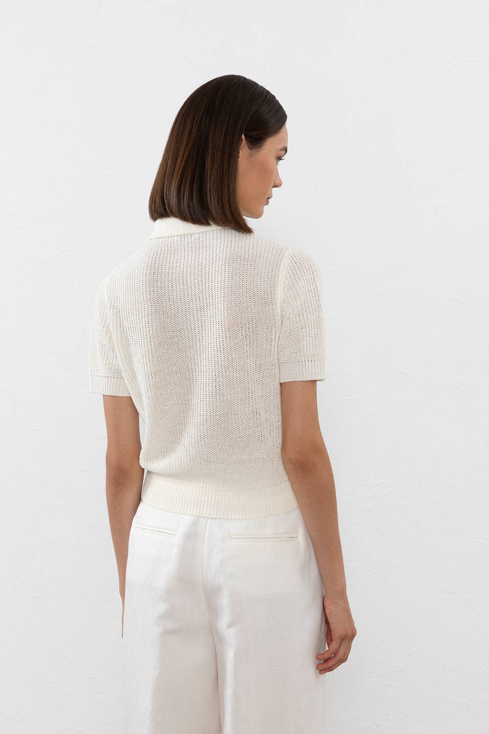 Peserico Maglia in filato di lino cotone crepe melange Qualità Garantita