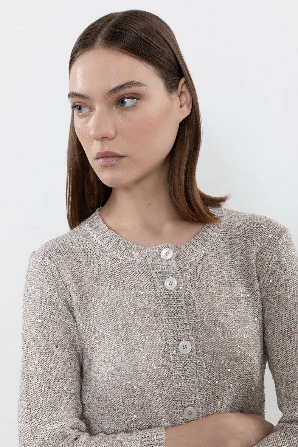 Peserico Maglia in filato di misto lino, viscosa e tencel con paillettes Negozi Online