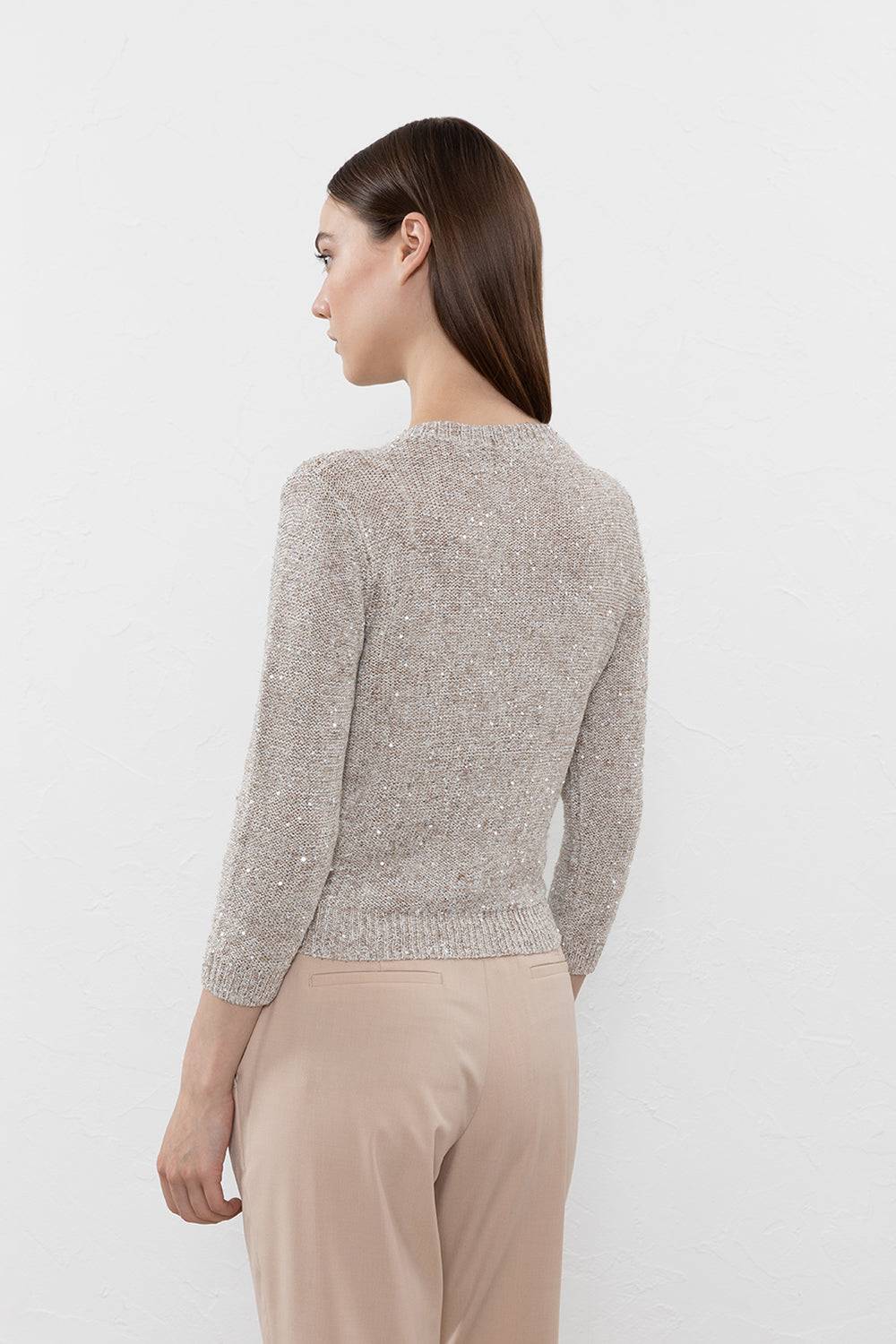 Peserico Maglia in filato di misto lino, viscosa e tencel con paillettes Negozi Online