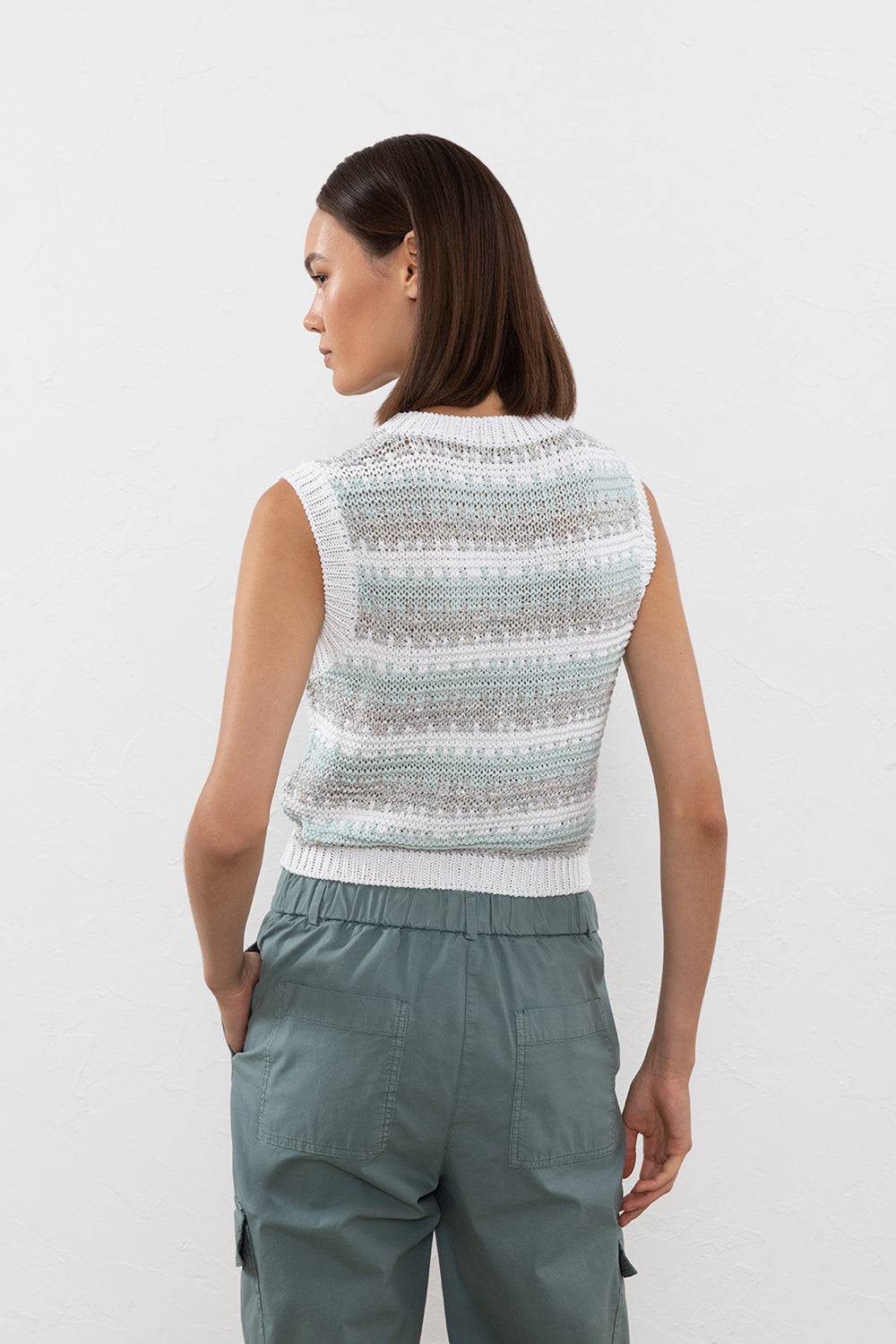 Peserico Top in filato di viscosa, lino, lurex e paillettes Consegna Veloce