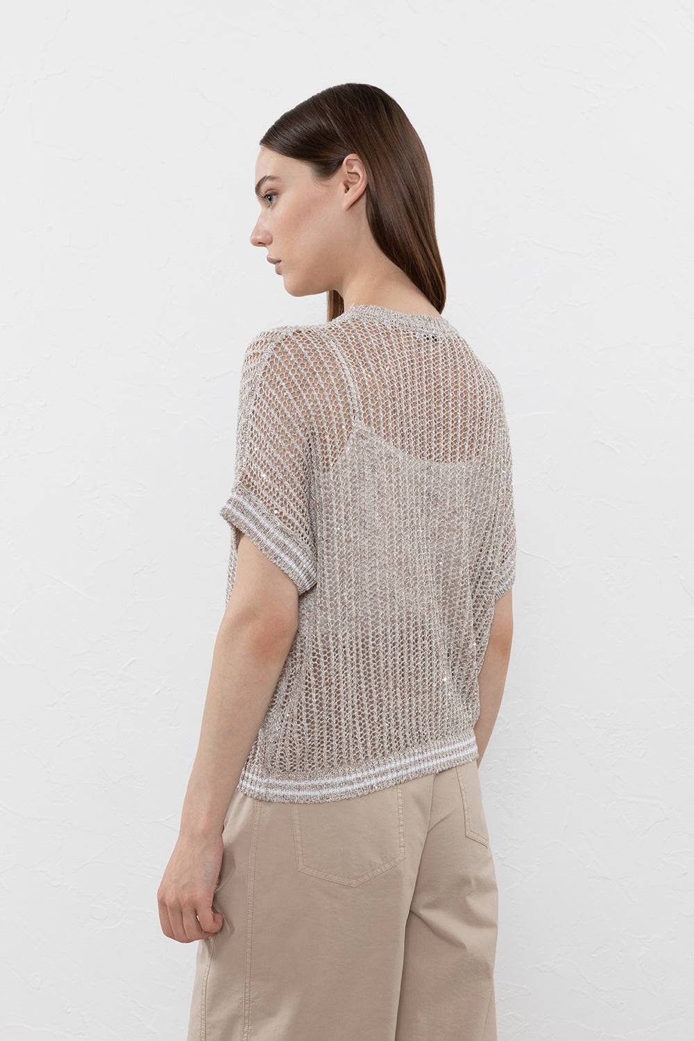 Peserico Maglia in filato di lino, viscosa e paillettes Promozione Limitata
