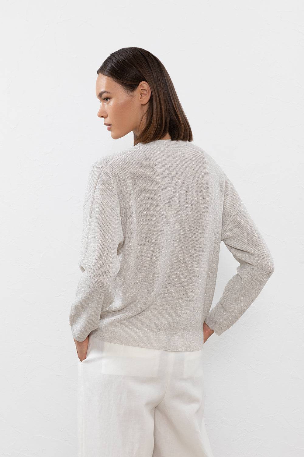 Peserico Maglia in filato di lino cotone crepe e lurex Shopping Online