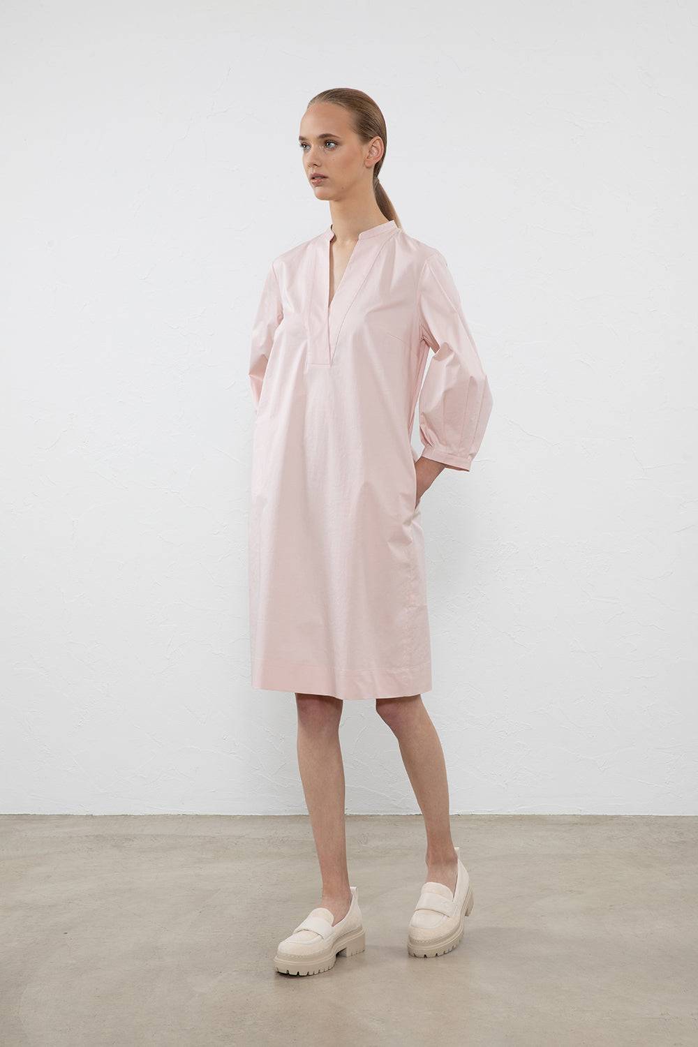 Peserico Abito midi in popeline di cotone stretch Convenienza