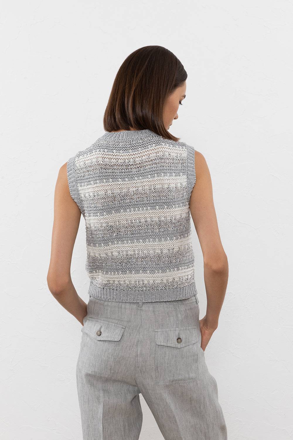 Peserico Top in filato di viscosa, lino, lurex e paillettes Saldi